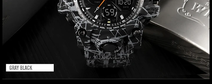 SKMEI-Montre-bracelet numérique de sport pour homme, étanche, affichage des touristes, militaire, 5 bars, 1155B
