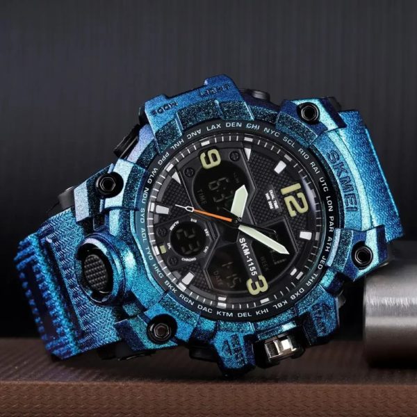 SKMEI-Montre-bracelet numérique de sport pour homme, étanche, affichage des touristes, militaire, 5 bars, 1155B – Image 3