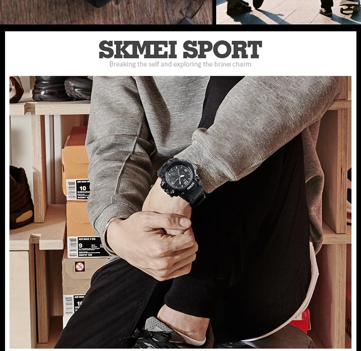 SKMEI-Montre-bracelet numérique de sport pour homme, étanche, affichage des touristes, militaire, 5 bars, 1155B