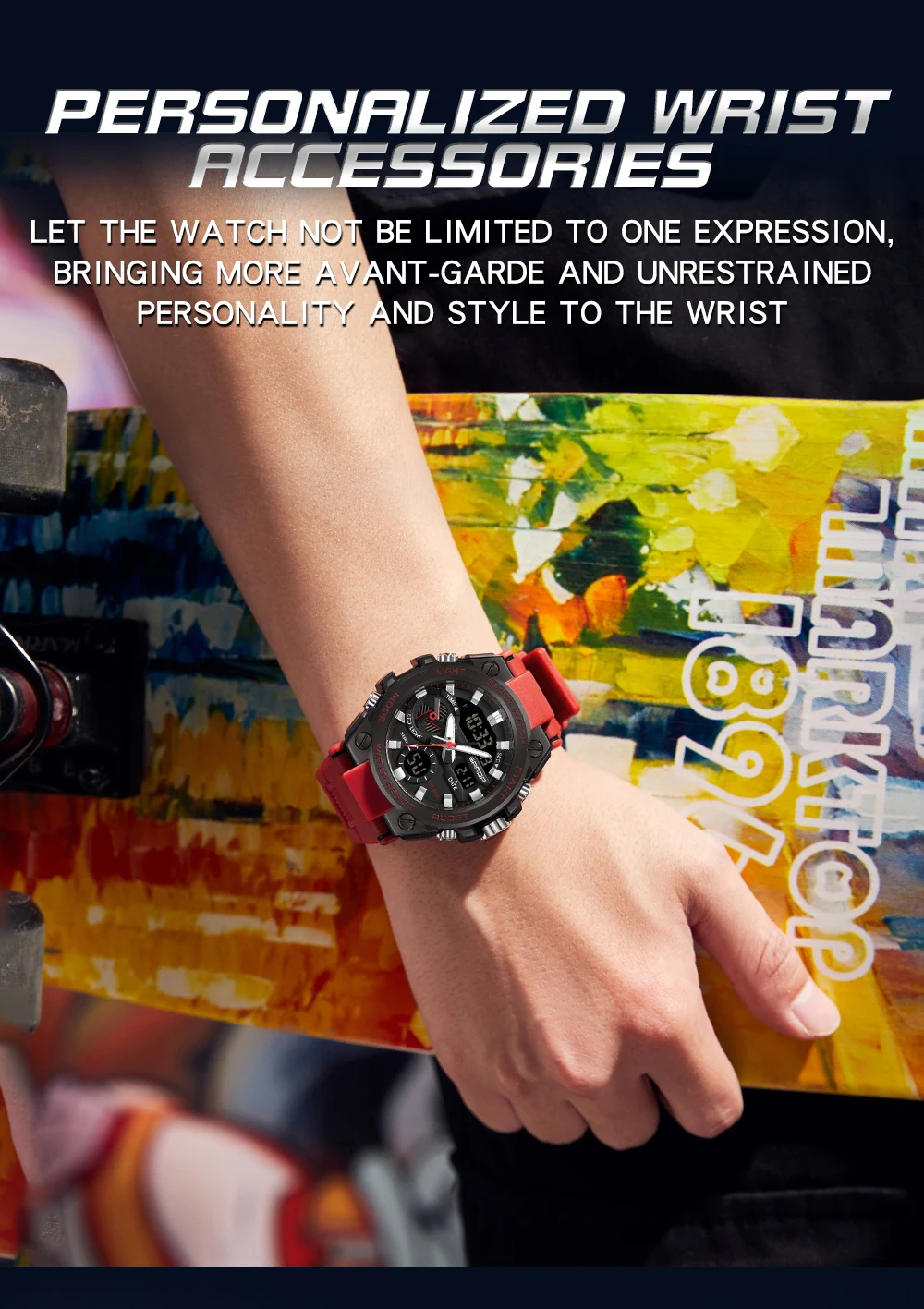 SAMDA-Montres de sport étanches pour hommes, 50m, horloge LED, alarme, affichage pour touristes, montre-bracelet à quartz, militaire, résistant
