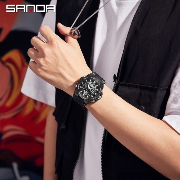 SAMDA-Montres de sport étanches pour hommes, 50m, horloge LED, alarme, affichage pour touristes, montre-bracelet à quartz, militaire, résistant – Image 6