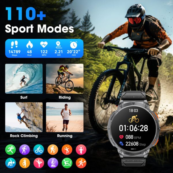 Karchilor-Montres intelligentes pour hommes et femmes, Smartwatch, Bluetooth, Appel, Écran haute définition, Fitness, Sports, Étanche, 2024, 1.85 – Image 5