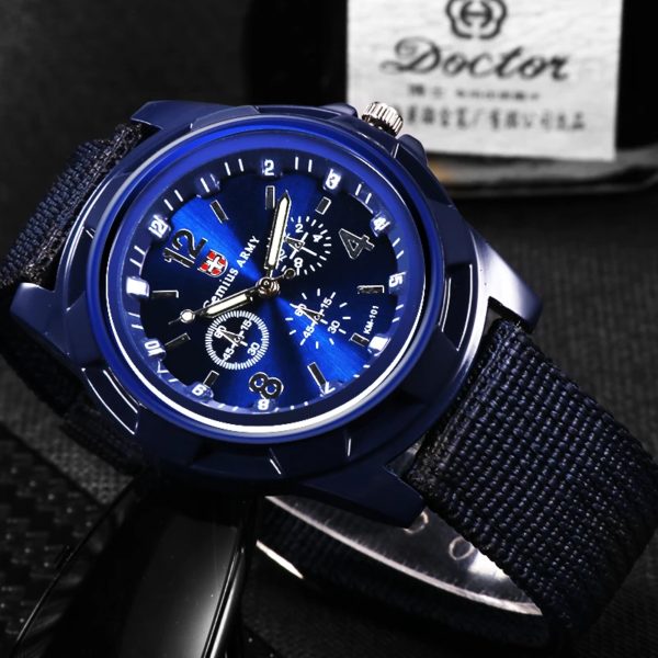 Gemius-Montre de sport à quartz pour homme, bracelet en nylon, style militaire décontracté – Image 5