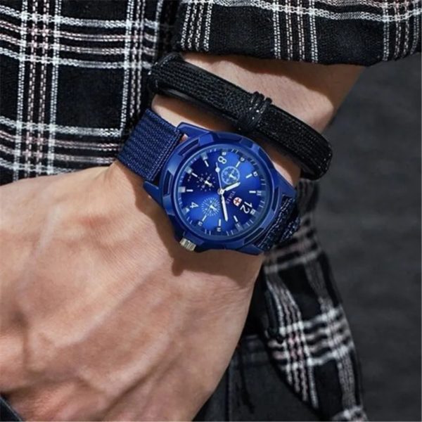 Gemius-Montre de sport à quartz pour homme, bracelet en nylon, style militaire décontracté – Image 4