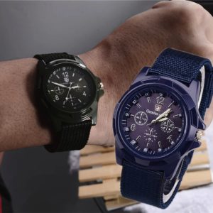 Gemius-Montre de sport à quartz pour homme, bracelet en nylon, style militaire décontracté