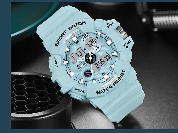SANDA-Montre à quartz militaire de luxe pour hommes, style G, montre de sport blanche, LED numérique, chronomètre étanche, minuterie, marque supérieure, nouveau, chaud