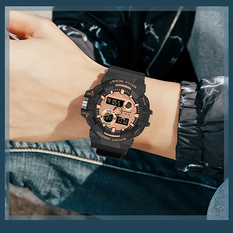 SANDA-Montre à quartz militaire de luxe pour hommes, style G, montre de sport blanche, LED numérique, chronomètre étanche, minuterie, marque supérieure, nouveau, chaud