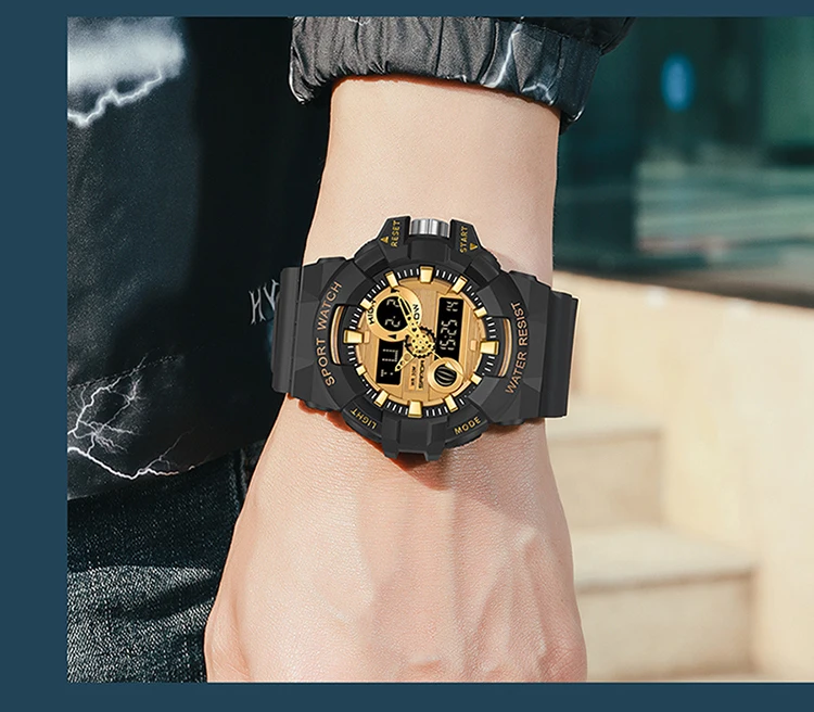 SANDA-Montre à quartz militaire de luxe pour hommes, style G, montre de sport blanche, LED numérique, chronomètre étanche, minuterie, marque supérieure, nouveau, chaud