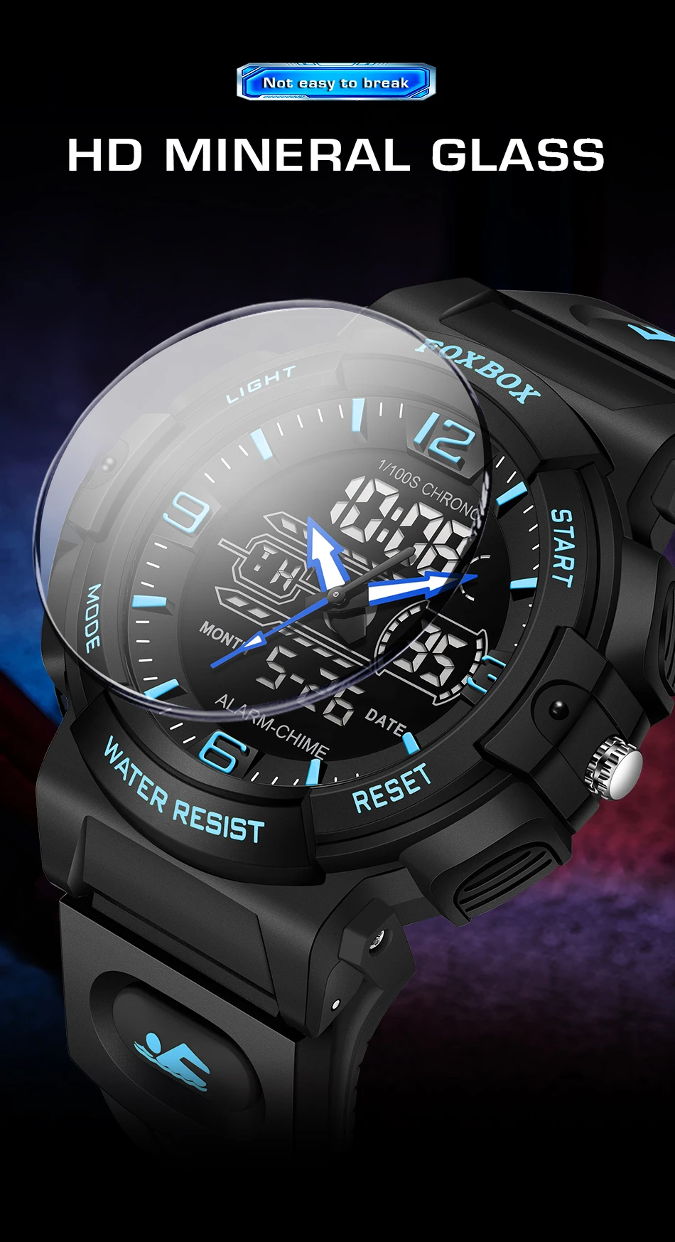 LIGE-Montre-bracelet à quartz étanche pour homme, 50m, horloge, alarme, écran LCD, tourisme, militaire, sport, montres pour homme, nouveau