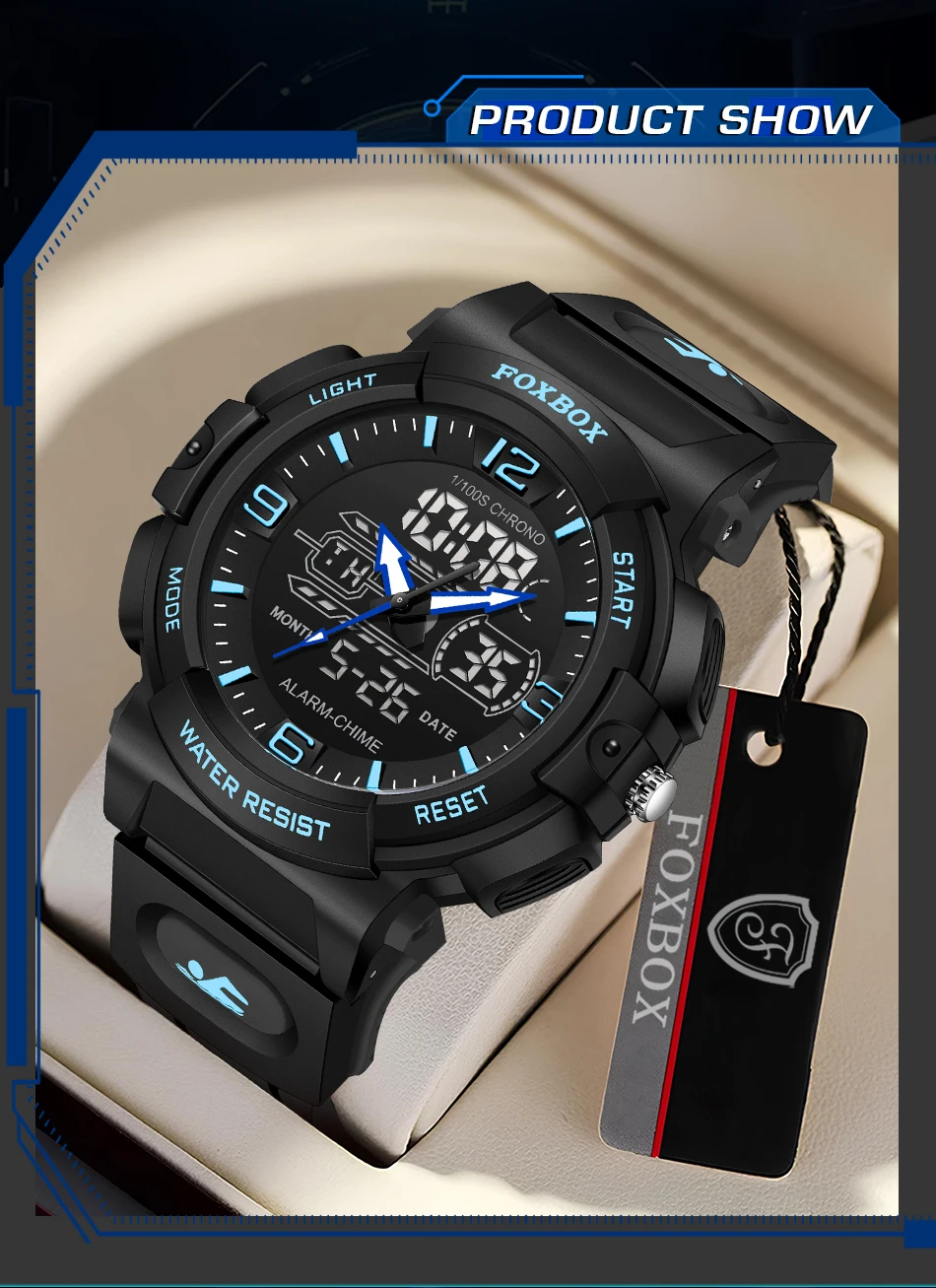LIGE-Montre-bracelet à quartz étanche pour homme, 50m, horloge, alarme, écran LCD, tourisme, militaire, sport, montres pour homme, nouveau