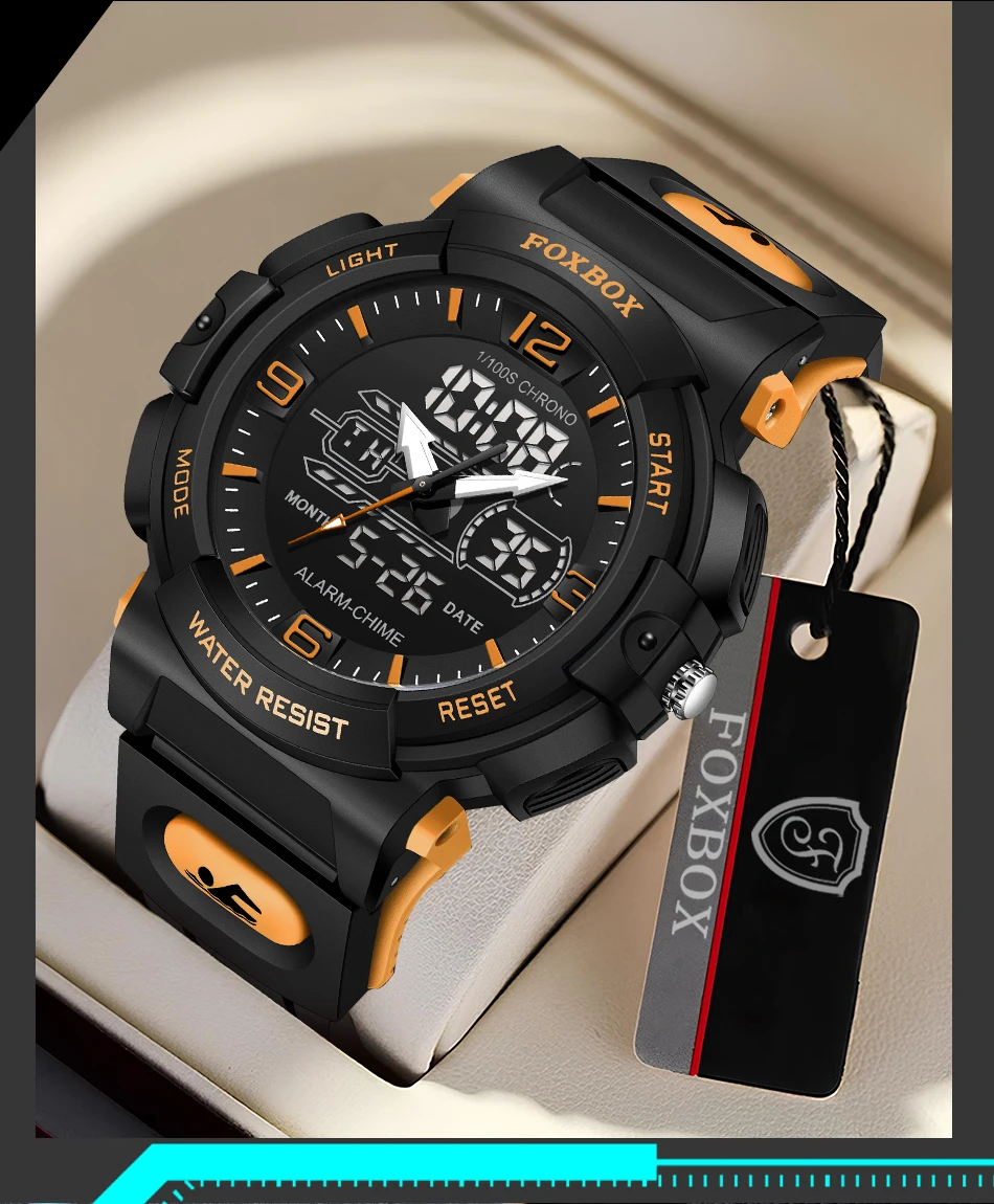 LIGE-Montre-bracelet à quartz étanche pour homme, 50m, horloge, alarme, écran LCD, tourisme, militaire, sport, montres pour homme, nouveau