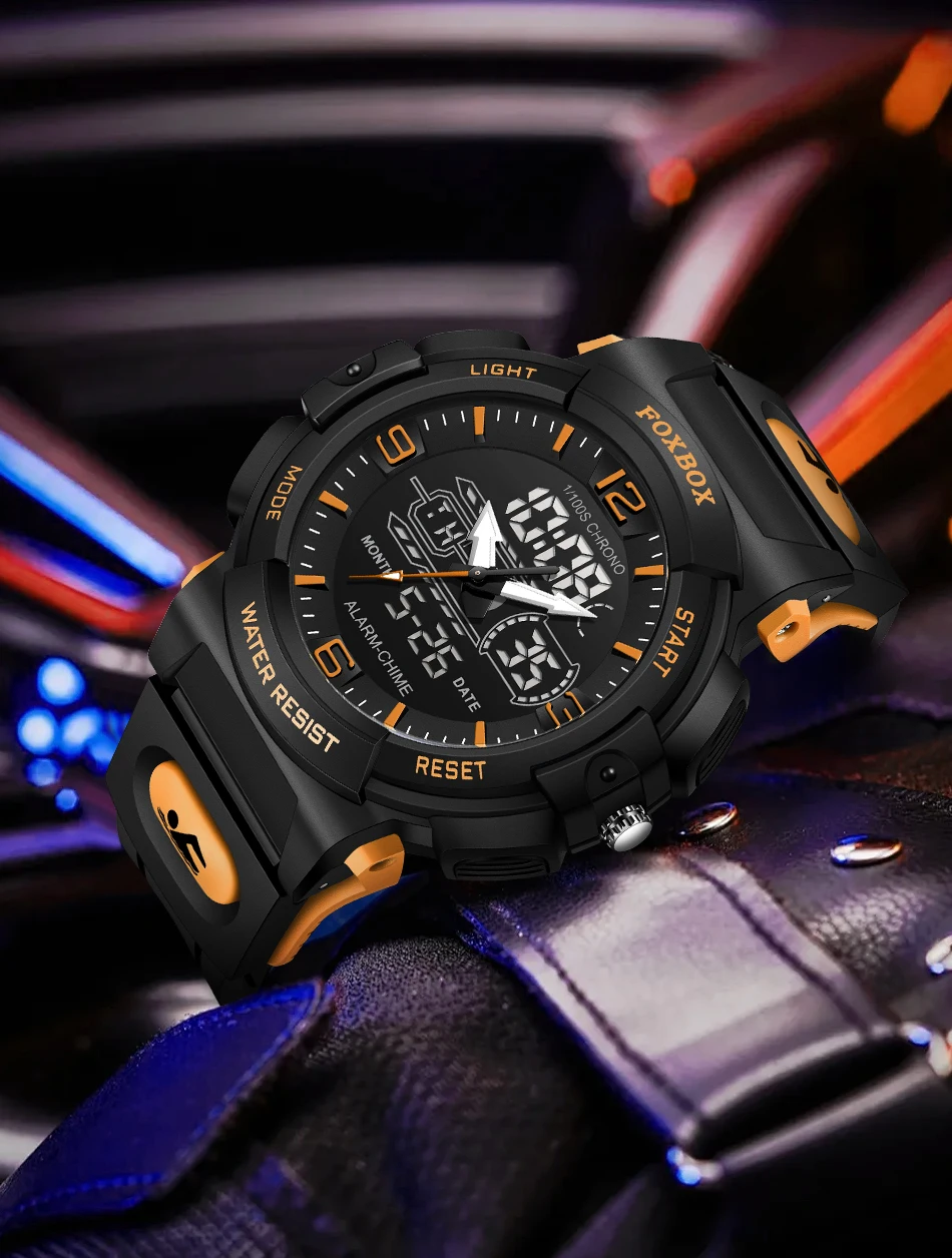 LIGE-Montre-bracelet à quartz étanche pour homme, 50m, horloge, alarme, écran LCD, tourisme, militaire, sport, montres pour homme, nouveau
