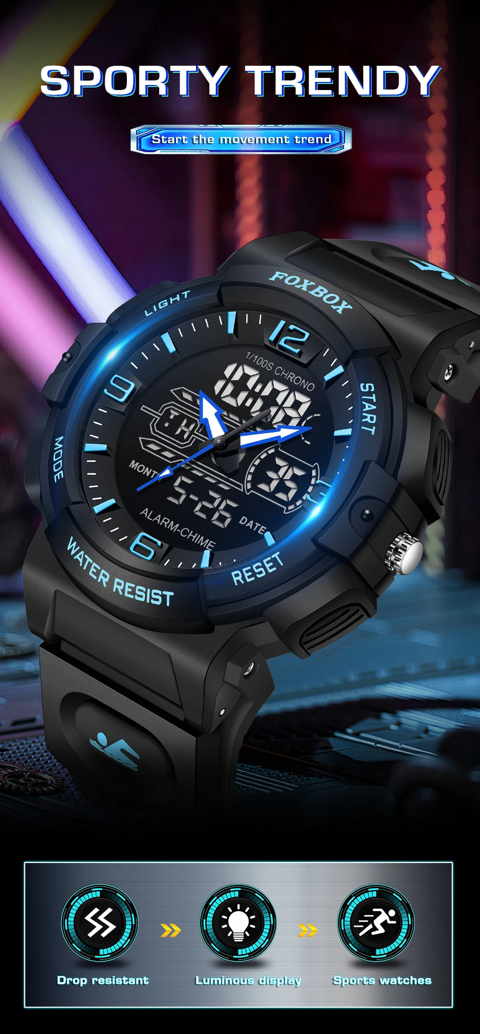 LIGE-Montre-bracelet à quartz étanche pour homme, 50m, horloge, alarme, écran LCD, tourisme, militaire, sport, montres pour homme, nouveau