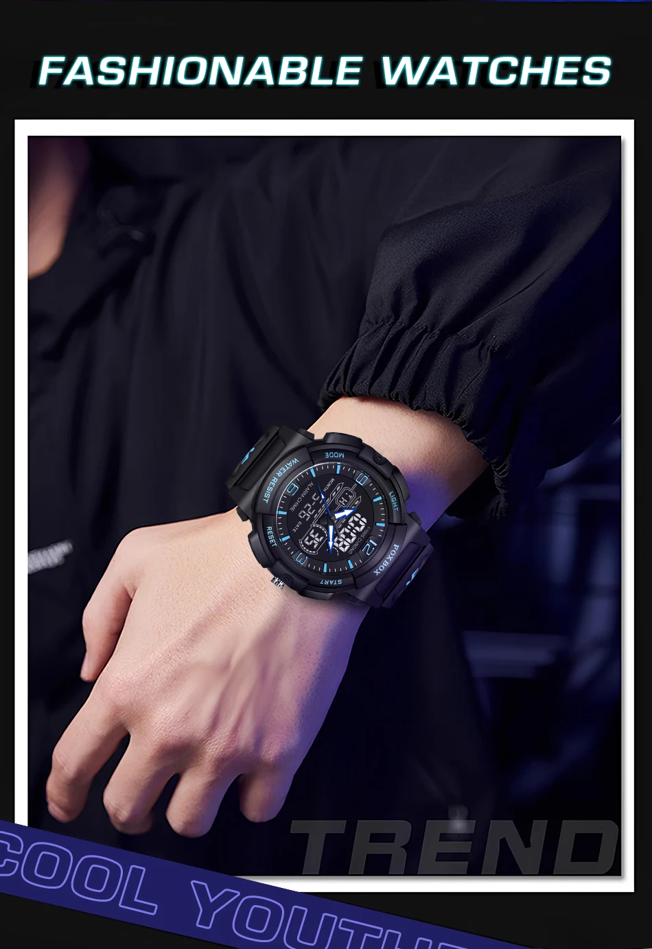 LIGE-Montre-bracelet à quartz étanche pour homme, 50m, horloge, alarme, écran LCD, tourisme, militaire, sport, montres pour homme, nouveau
