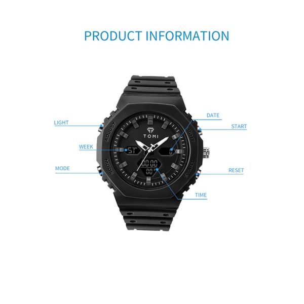 TOMI-Montre numérique pour homme, montre électronique extérieure multifonctionnelle, montre de sport étanche à 30m, montre d'exploration militaire pour étudiant – Image 6