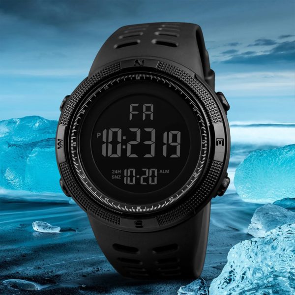 Montre de sport numérique étanche pour homme, chronomètre Shoe décontracté, alarme, montre de l'armée simple pour la course, l'escalade, la pêche