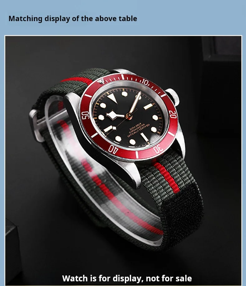 Bracelet de montre rayé pour homme, bracelet de montre souple, Tudor Black Bay UR GNE, 1958 nylon, vert armée, rouge, haute qualité, 22mm