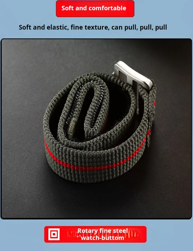 Bracelet de montre rayé pour homme, bracelet de montre souple, Tudor Black Bay UR GNE, 1958 nylon, vert armée, rouge, haute qualité, 22mm