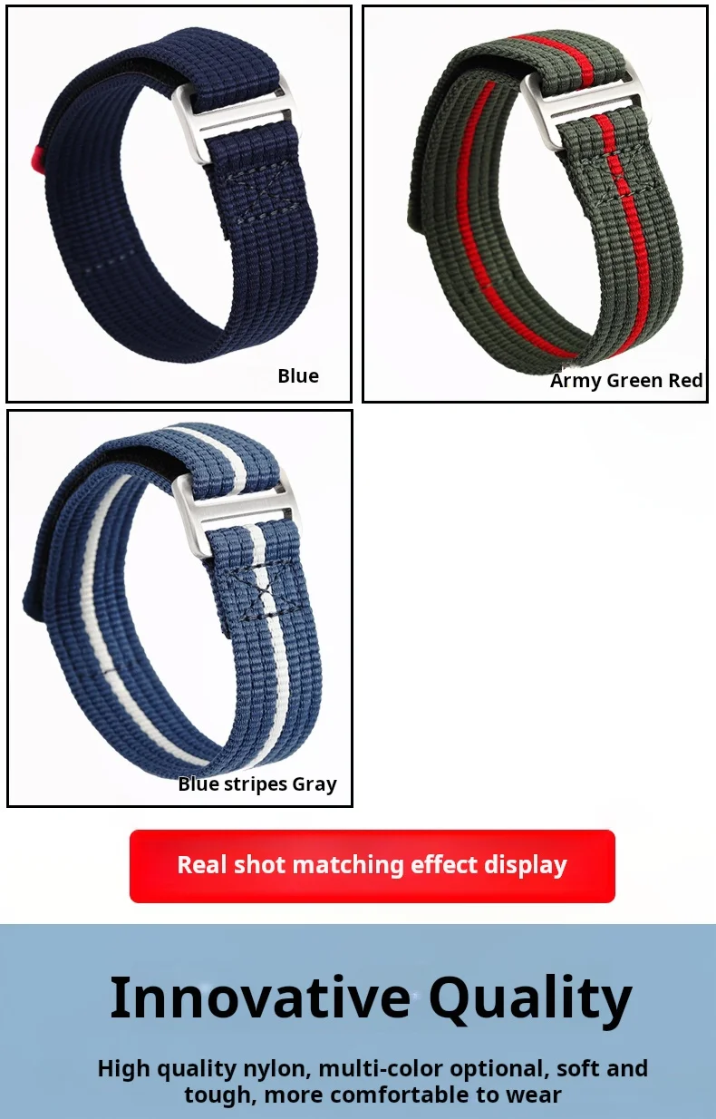Bracelet de montre rayé pour homme, bracelet de montre souple, Tudor Black Bay UR GNE, 1958 nylon, vert armée, rouge, haute qualité, 22mm