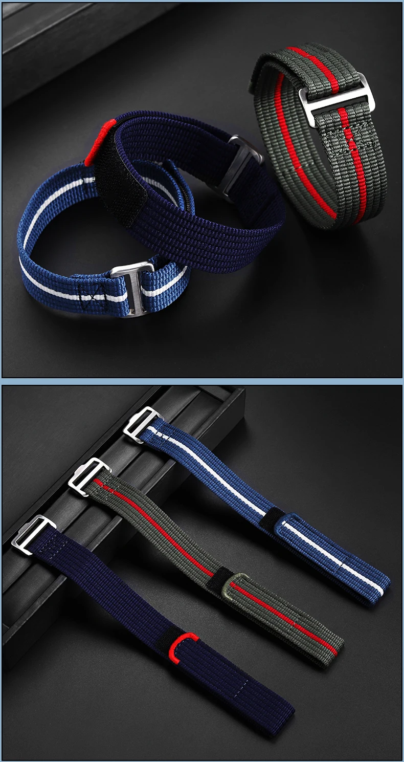 Bracelet de montre rayé pour homme, bracelet de montre souple, Tudor Black Bay UR GNE, 1958 nylon, vert armée, rouge, haute qualité, 22mm