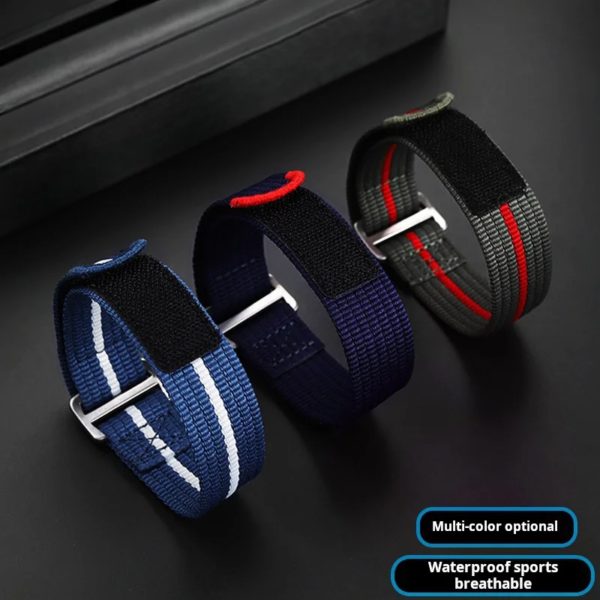Bracelet de montre rayé pour homme, bracelet de montre souple, Tudor Black Bay UR GNE, 1958 nylon, vert armée, rouge, haute qualité, 22mm – Image 2
