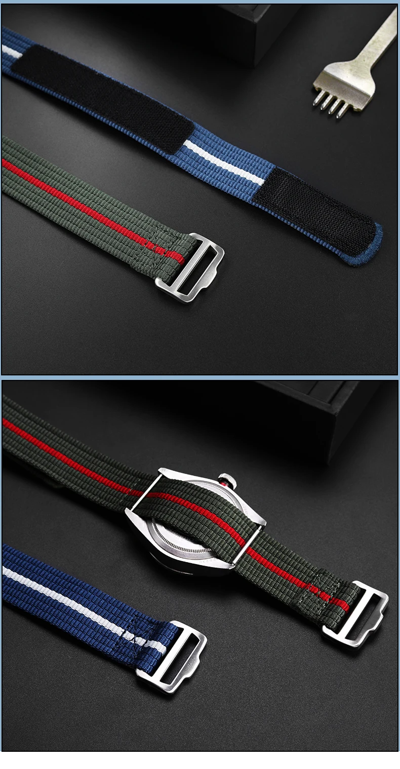 Bracelet de montre rayé pour homme, bracelet de montre souple, Tudor Black Bay UR GNE, 1958 nylon, vert armée, rouge, haute qualité, 22mm