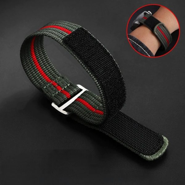 Bracelet de montre rayé pour homme, bracelet de montre souple, Tudor Black Bay UR GNE, 1958 nylon, vert armée, rouge, haute qualité, 22mm – Image 6