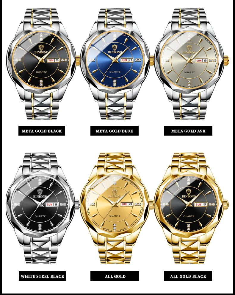 BINBOND-Montre de dehors Militaire pour Homme, Bracelet en Acier, Étanche, Shoous, Plusieurs Couleurs, Mode, Marque Internationale, B5552