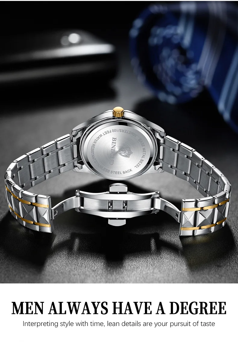 BINBOND-Montre de dehors Militaire pour Homme, Bracelet en Acier, Étanche, Shoous, Plusieurs Couleurs, Mode, Marque Internationale, B5552