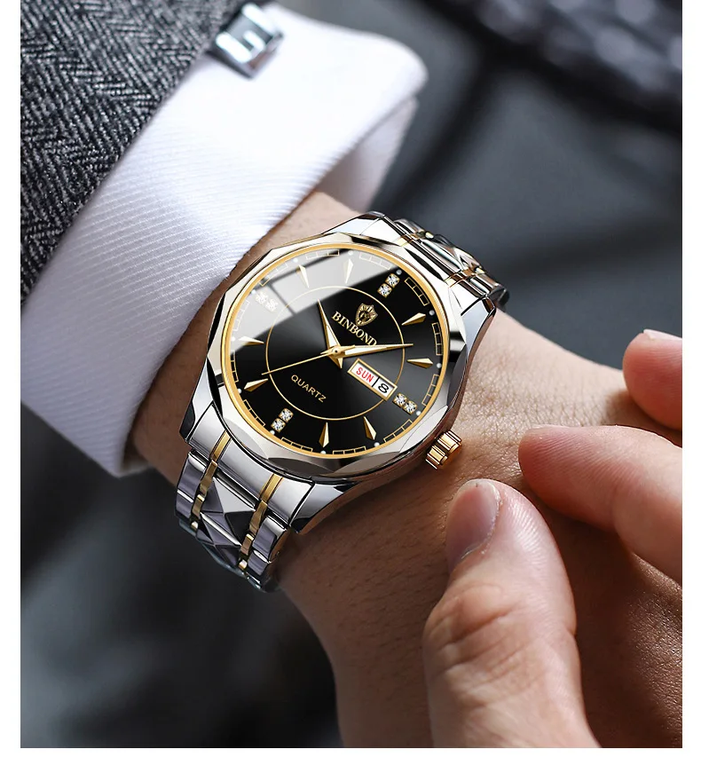 BINBOND-Montre de dehors Militaire pour Homme, Bracelet en Acier, Étanche, Shoous, Plusieurs Couleurs, Mode, Marque Internationale, B5552
