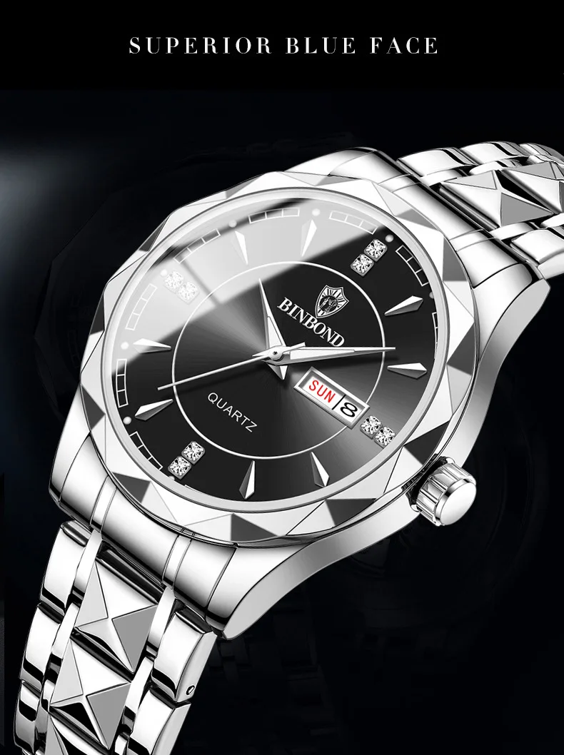 BINBOND-Montre de dehors Militaire pour Homme, Bracelet en Acier, Étanche, Shoous, Plusieurs Couleurs, Mode, Marque Internationale, B5552