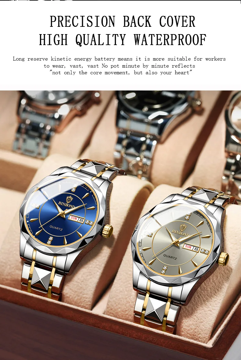 BINBOND-Montre de dehors Militaire pour Homme, Bracelet en Acier, Étanche, Shoous, Plusieurs Couleurs, Mode, Marque Internationale, B5552