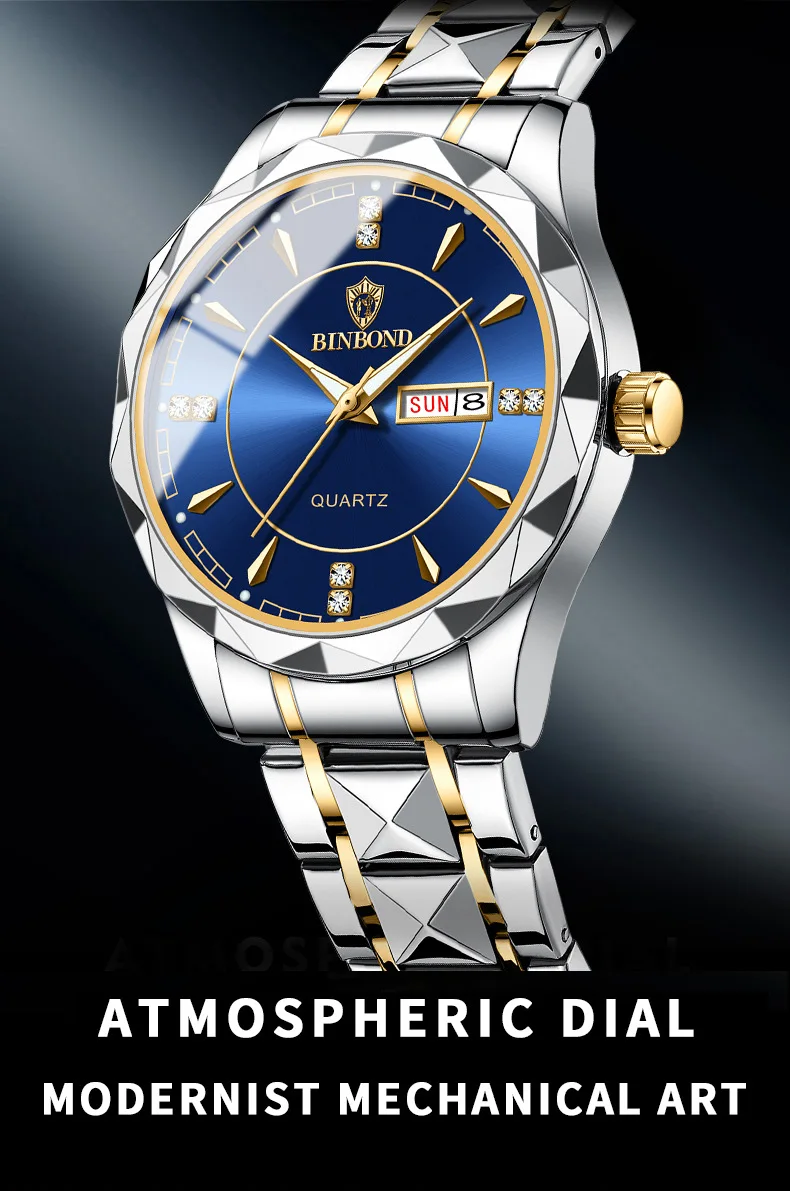 BINBOND-Montre de dehors Militaire pour Homme, Bracelet en Acier, Étanche, Shoous, Plusieurs Couleurs, Mode, Marque Internationale, B5552