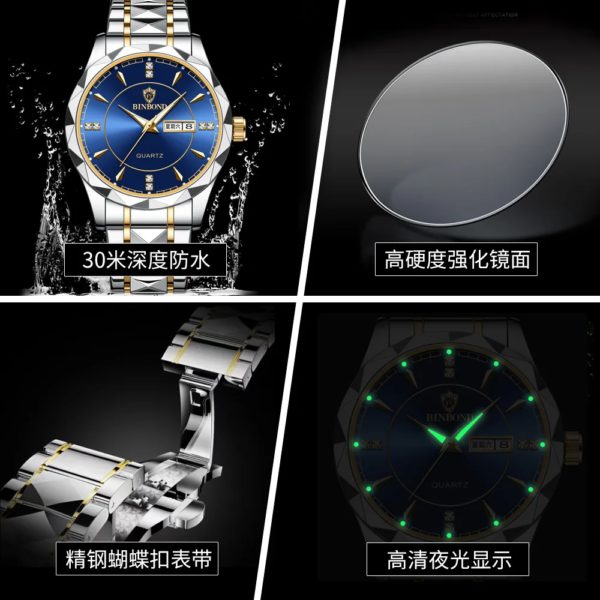 BINBOND-Montre de dehors Militaire pour Homme, Bracelet en Acier, Étanche, Shoous, Plusieurs Couleurs, Mode, Marque Internationale, B5552 – Image 6