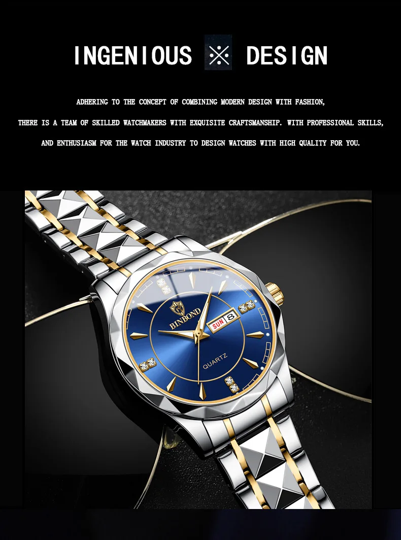 BINBOND-Montre de dehors Militaire pour Homme, Bracelet en Acier, Étanche, Shoous, Plusieurs Couleurs, Mode, Marque Internationale, B5552