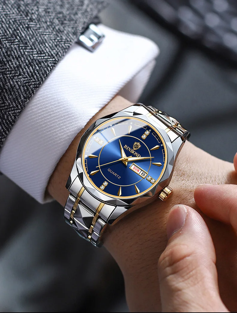 BINBOND-Montre de dehors Militaire pour Homme, Bracelet en Acier, Étanche, Shoous, Plusieurs Couleurs, Mode, Marque Internationale, B5552