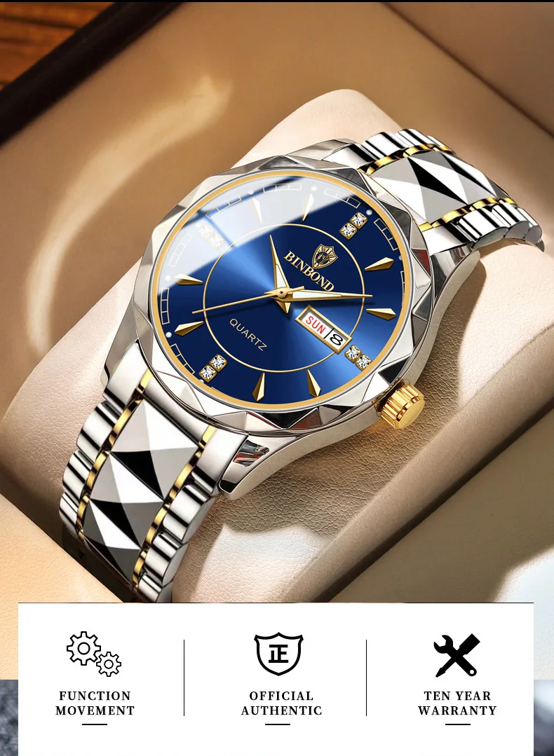 BINBOND-Montre de dehors Militaire pour Homme, Bracelet en Acier, Étanche, Shoous, Plusieurs Couleurs, Mode, Marque Internationale, B5552