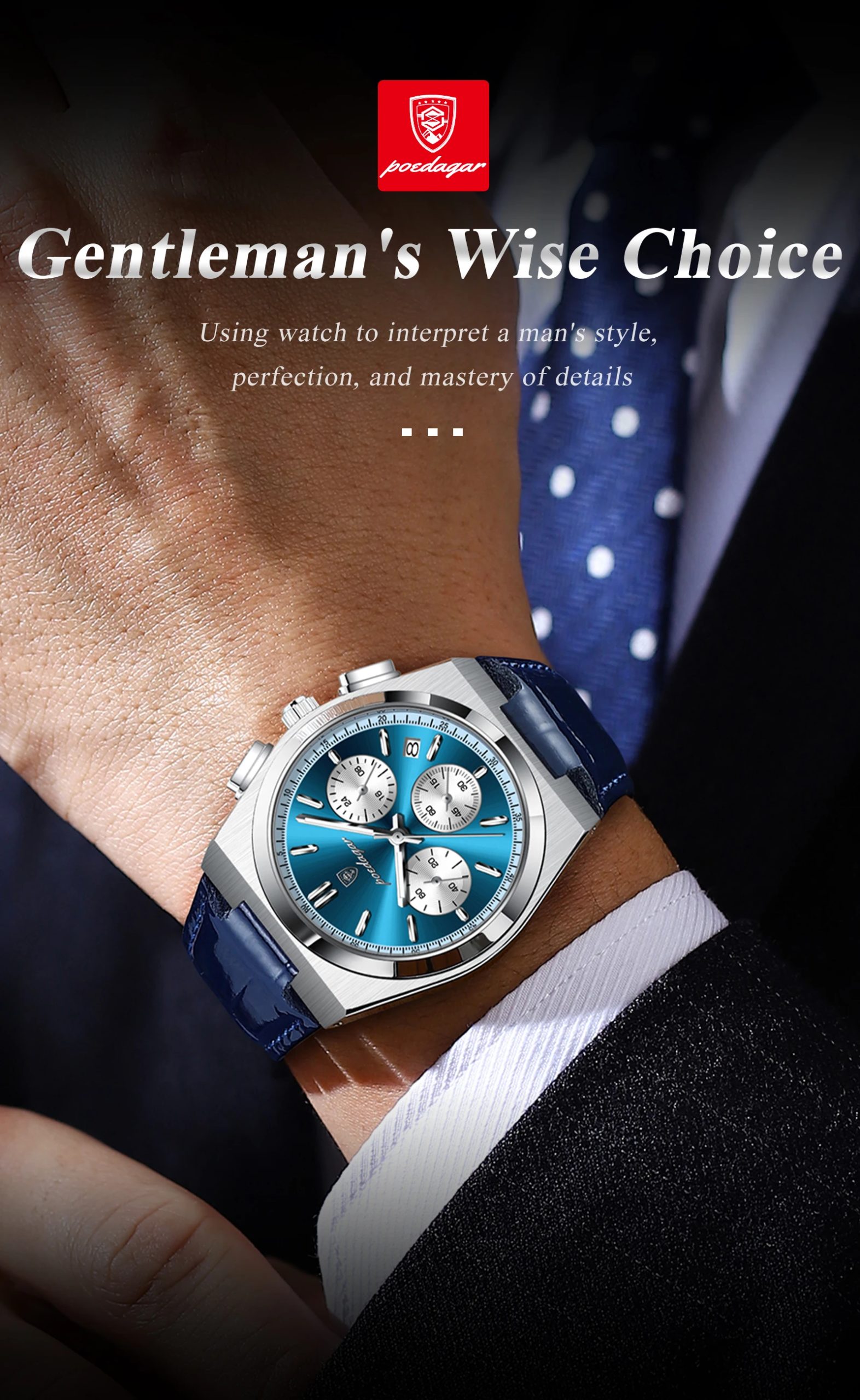 POEDAGAR-Montre de sport militaire en cuir pour homme, chronographe Shoous étanche, montres à quartz, date de luxe