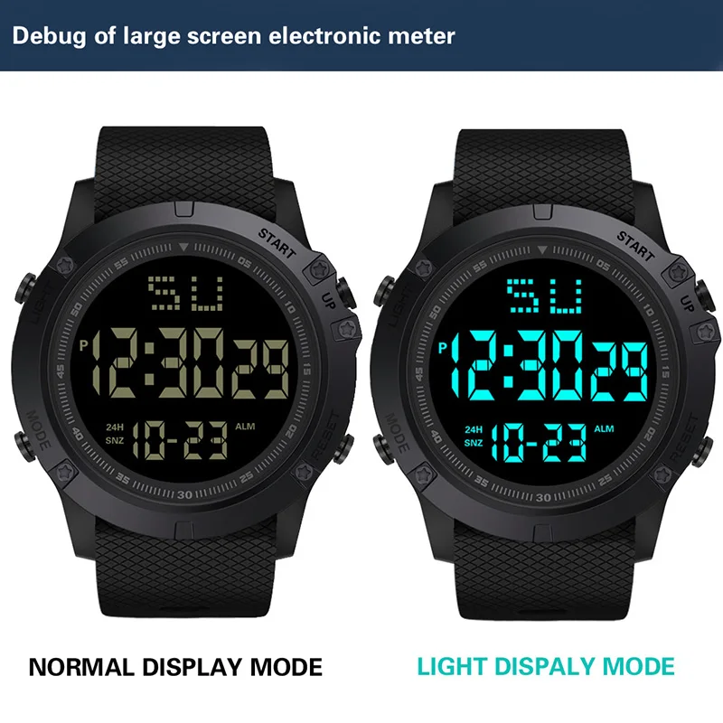 YIKAZE-Montre Numérique de dehors pour Homme, Grand Cadran Multifonctionnel, Étanche, Militaire, Montre-Bracelet Électronique pour Enfant