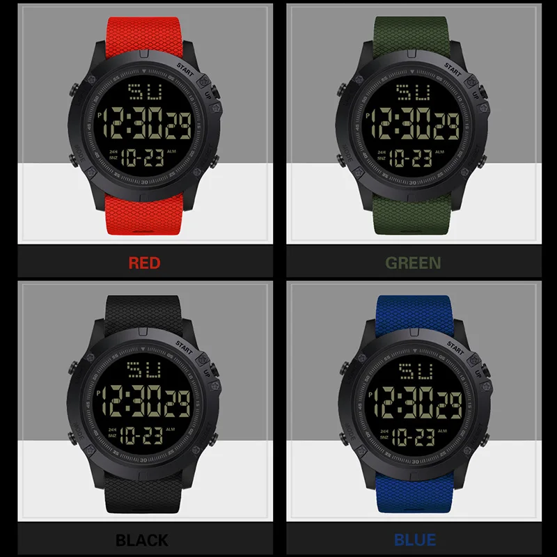 YIKAZE-Montre Numérique de dehors pour Homme, Grand Cadran Multifonctionnel, Étanche, Militaire, Montre-Bracelet Électronique pour Enfant
