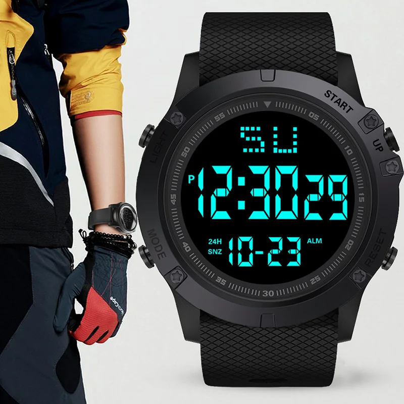 YIKAZE-Montre Numérique de dehors pour Homme, Grand Cadran Multifonctionnel, Étanche, Militaire, Montre-Bracelet Électronique pour Enfant