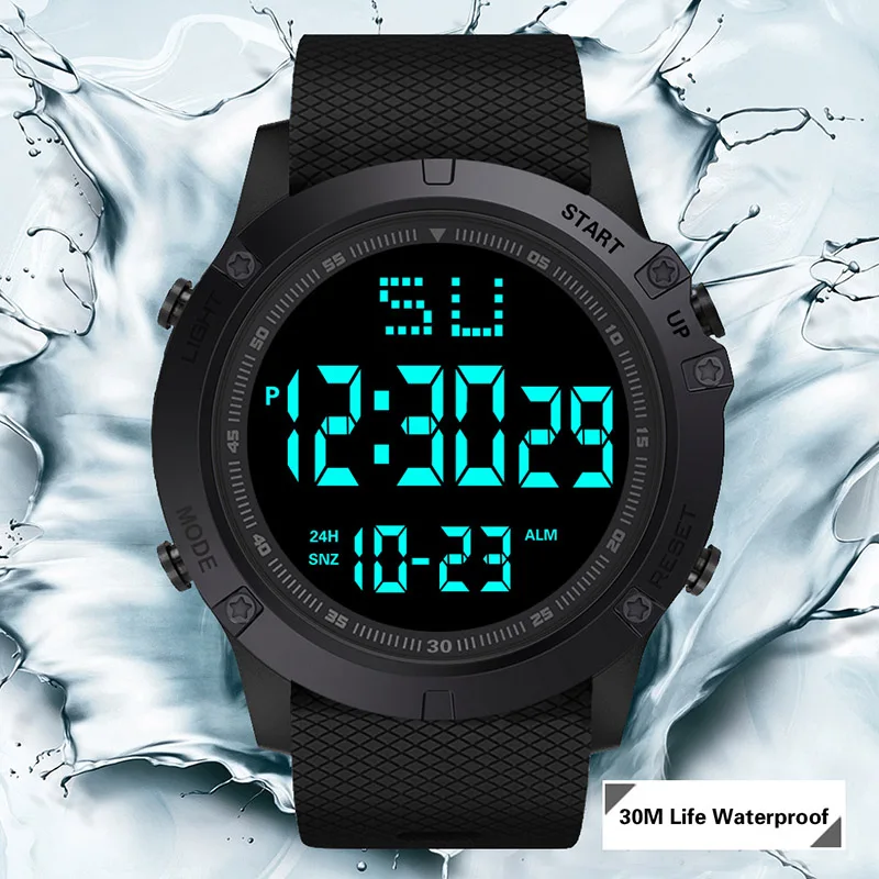 YIKAZE-Montre Numérique de dehors pour Homme, Grand Cadran Multifonctionnel, Étanche, Militaire, Montre-Bracelet Électronique pour Enfant