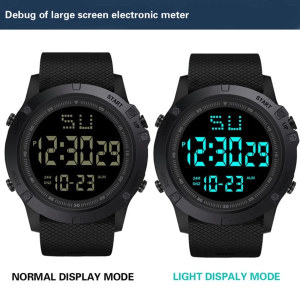 YIKAZE-Montre Numérique de dehors pour Homme, Grand Cadran Multifonctionnel, Étanche, Militaire, Montre-Bracelet Électronique pour Enfant – Image 4