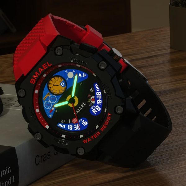 SMAEL-Montre-Bracelet à Quartz pour Homme, Militaire, Armée, Alarme, Touriste, Affichage LED, Montre dehors Numérique, Voiture Prada, Indicateur de Tableau pour Décoration – Image 4
