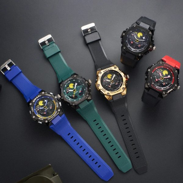 SMAEL-Montre-Bracelet à Quartz pour Homme, Militaire, Armée, Alarme, Touriste, Affichage LED, Montre dehors Numérique, Voiture Prada, Indicateur de Tableau pour Décoration – Image 6