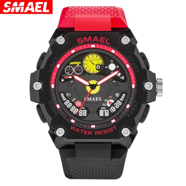 SMAEL-Montre-Bracelet à Quartz pour Homme, Militaire, Armée, Alarme, Touriste, Affichage LED, Montre dehors Numérique, Voiture Prada, Indicateur de Tableau pour Décoration