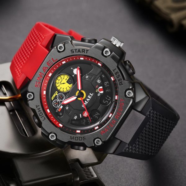 SMAEL-Montre-Bracelet à Quartz pour Homme, Militaire, Armée, Alarme, Touriste, Affichage LED, Montre dehors Numérique, Voiture Prada, Indicateur de Tableau pour Décoration – Image 2