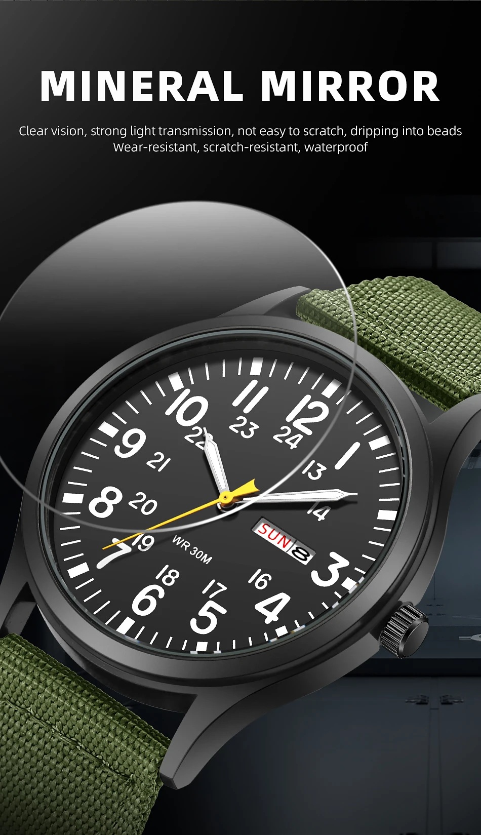 Montre classique en nylon pour homme, montre à quartz, veilleuse tissée, calendrier, affichage de la semaine, sport, montres-bracelets décontractées, étanche, nouveau, 2024