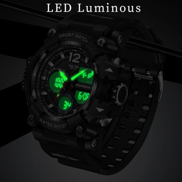 LIGE-Montres de sport étanches à la mode pour hommes, montre-bracelet multifonction, horloge militaire, alarme LED, degré de choc, 50m – Image 6