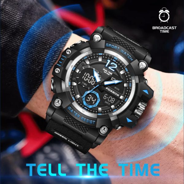 LIGE-Montres de sport étanches à la mode pour hommes, montre-bracelet multifonction, horloge militaire, alarme LED, degré de choc, 50m – Image 5